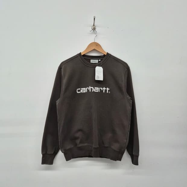 칼하트 브라운 로고 맨투맨 여성 S