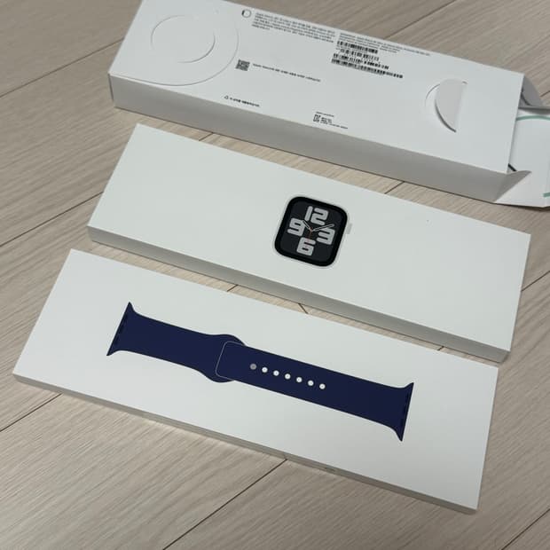 [44mm] 애플워치SE 2 셀룰러 실버 알루 미늄 데님 스포츠 밴드