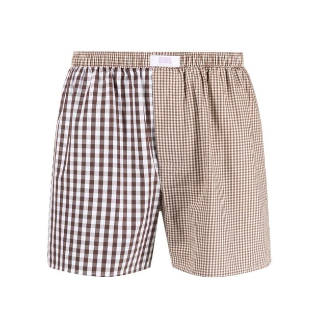 [M]이알엘 ERL 체크 복서 쇼츠/브라운