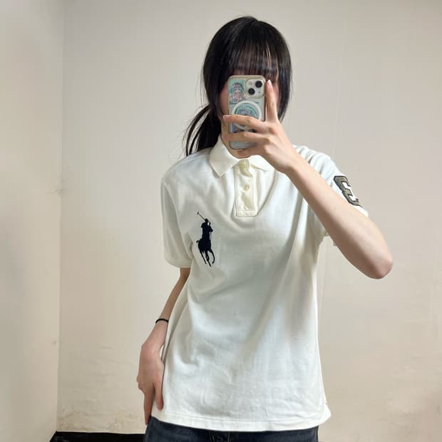 Polo white big pony collar t-shirt