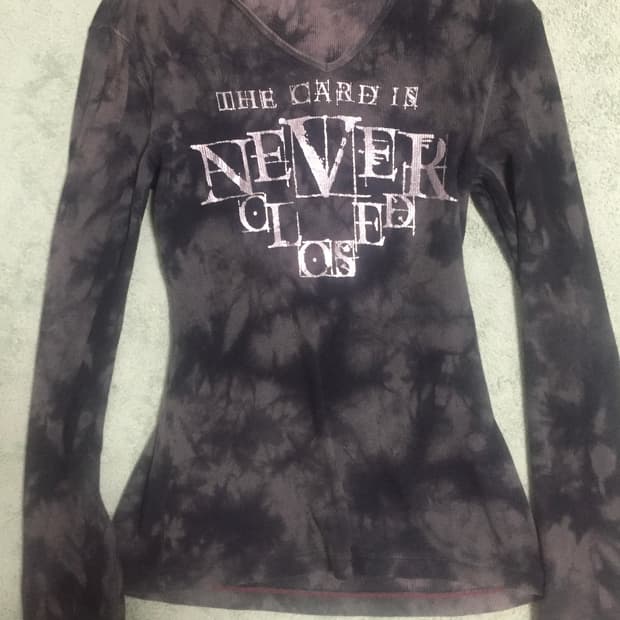 타이다이 고스 펑크 딱붙 디테일 빈티지 프린팅 긴팔 티셔츠