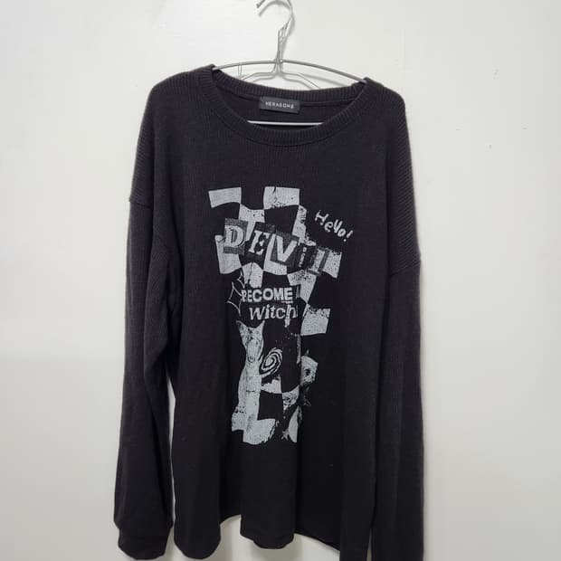 빈티지 고양이 니트 블랙