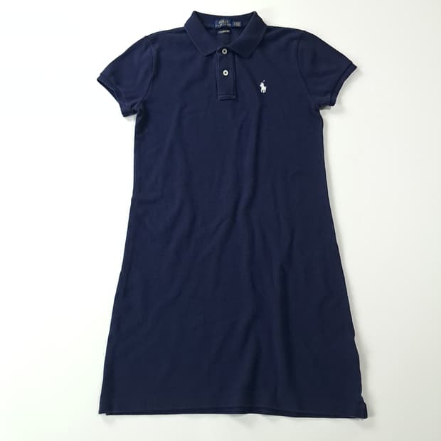 CK174 S 폴로 화이트포니 다크네이비 메쉬 미니 원피스