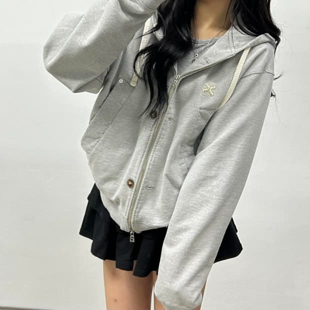 SATUR 세터 테오 코튼 올데이 그레이 후드집업 희귀져지(L)