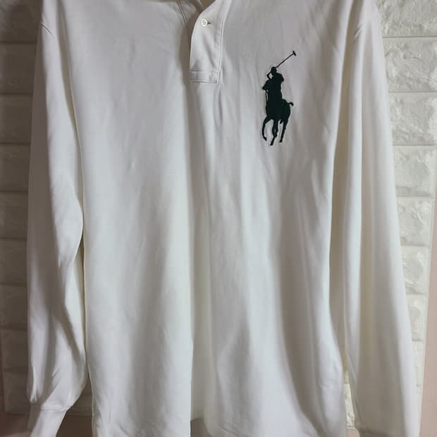 폴로 랄프로렌 화이트 긴팔 카라티(실100-105)