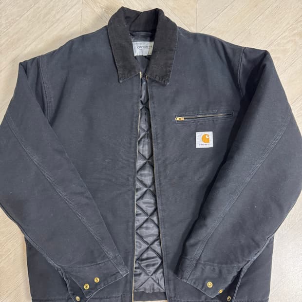 칼하트 WIP 오가닉 디어본 캔버스 OG 디트로이트 자켓 블랙 에이지드 