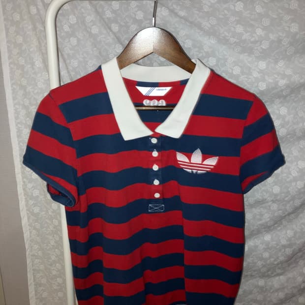 💌 Adidas mix stripe polo shirt.