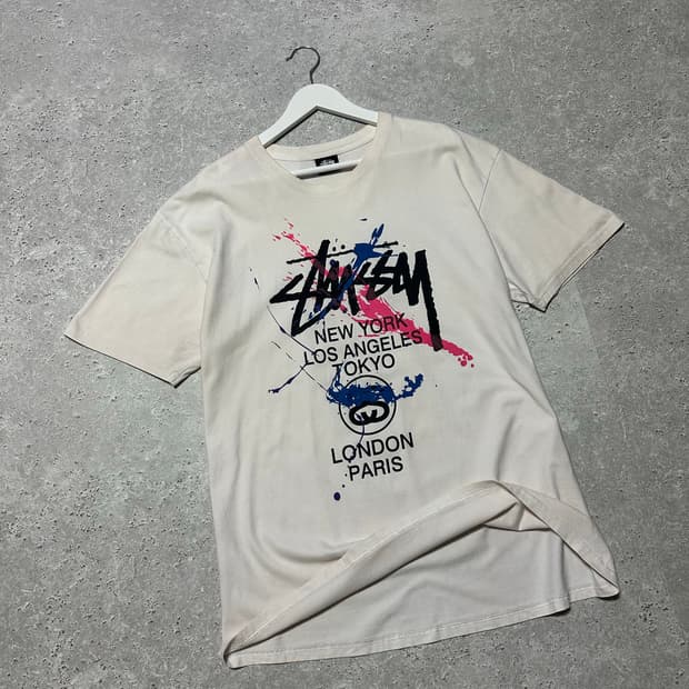 스투시 페인팅 월드투어 화이트 반팔티