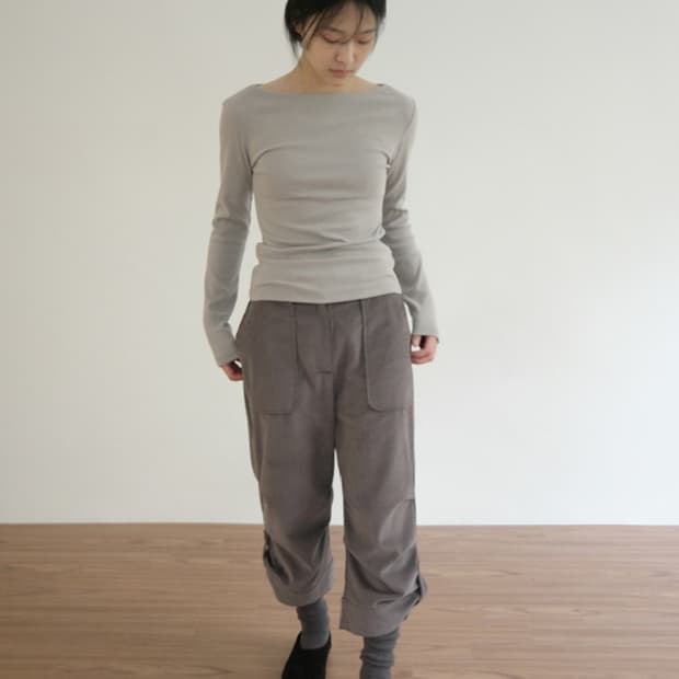 애프터먼데이 롤업 스웨이드 크롭 팬츠