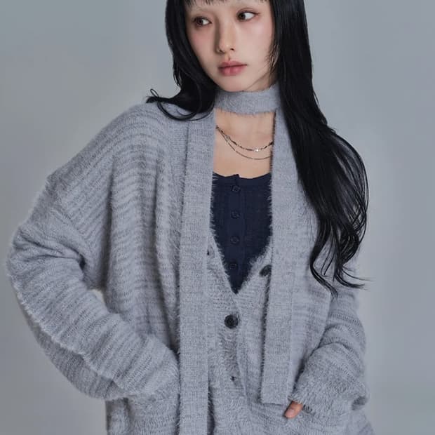 애즈온 타이 가디건 그레이
