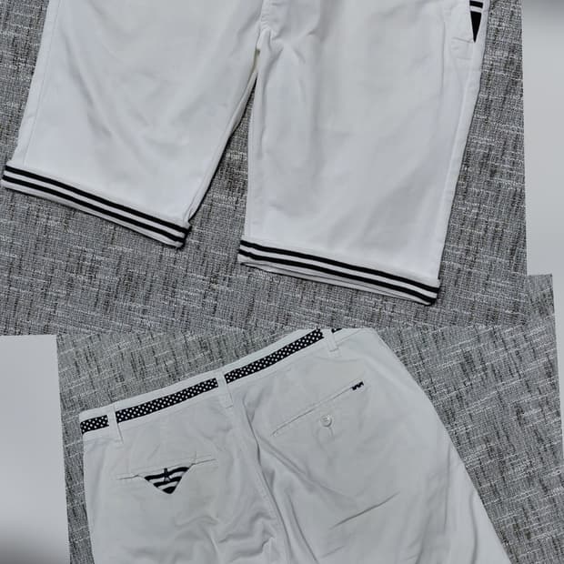 [M] 빔즈 하트(BEAMS HEART) 도트 포인트 화이트 반바지