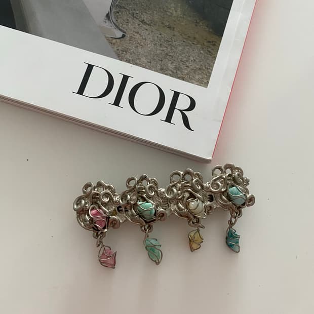 빈티지 파스텔톤 스톤 헤어핀