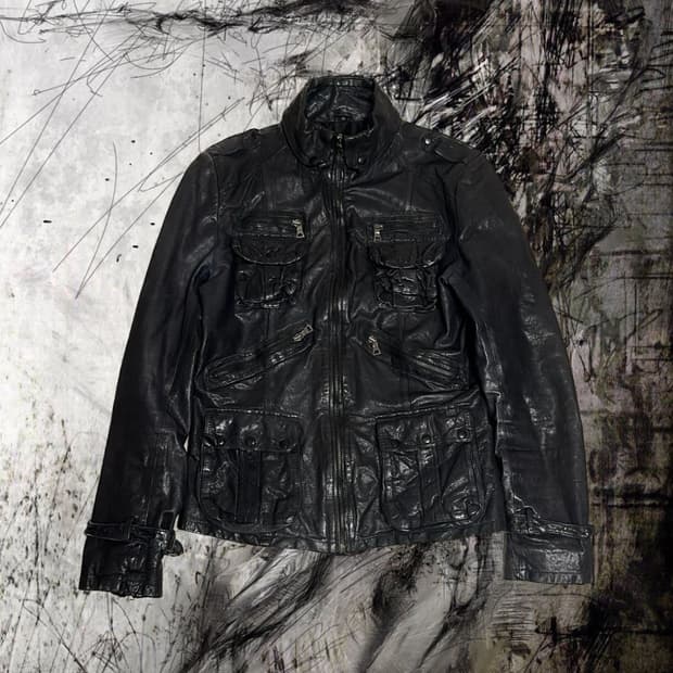 Pocket gimmick lambskin jacket