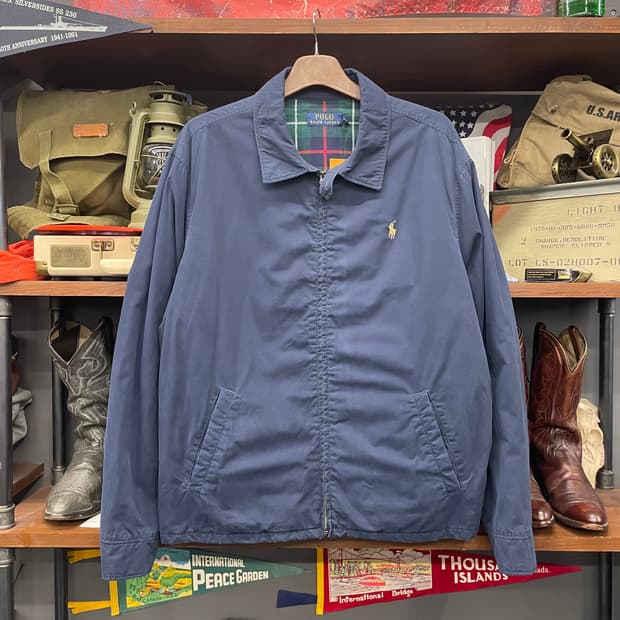 폴로 랄프로렌 신형 라벨 체크 라이닝 스윙탑 블루종 자켓