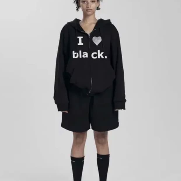 오도어 아이러브블랙 집업 후드/바지 셋업