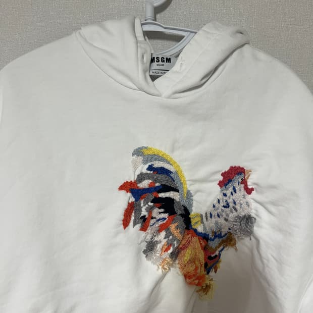 MSGM 화이트 크롭 후드티