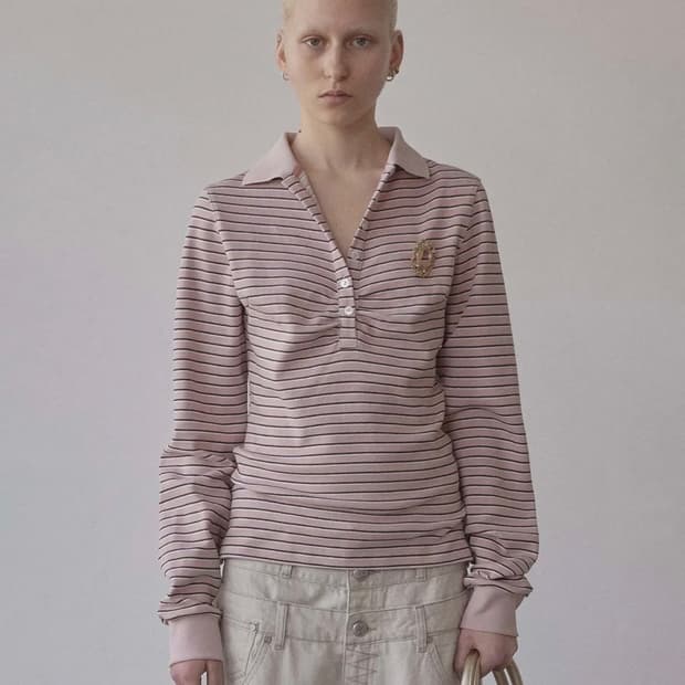 Shirring Tennis Shirt Pink