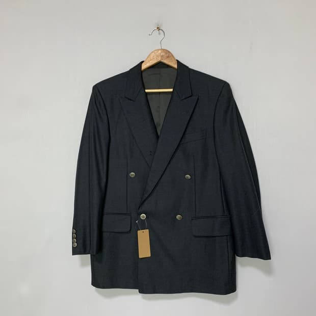 버버리 런던 은장 버튼 차콜 그레이 더블 브레스티드 자켓 블레이저