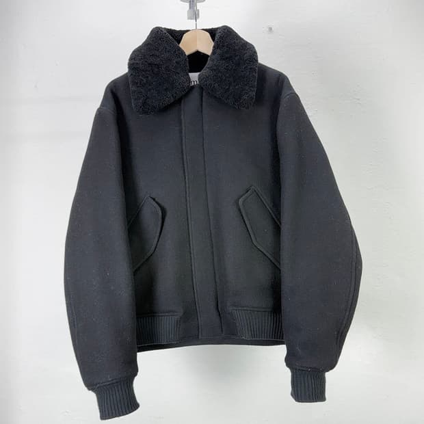 아미 시어링 칼라 봄버 자켓 블랙