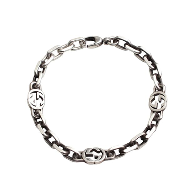 구찌 925 실버 GG로고 체인 팔찌