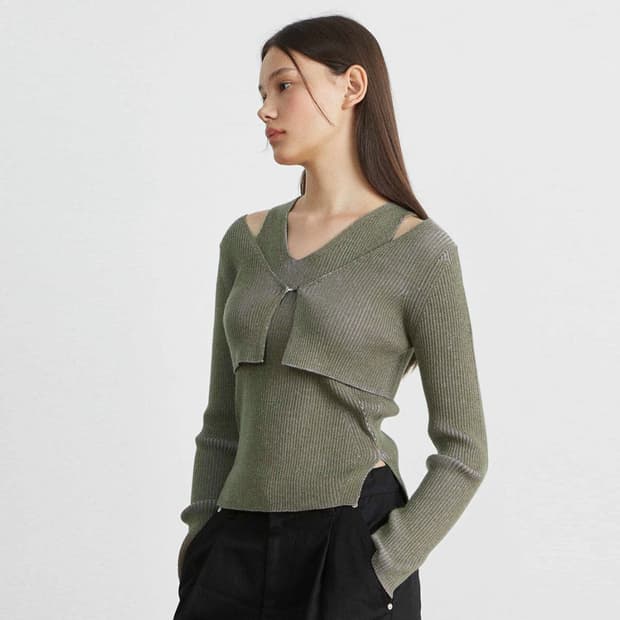 키뮤어(KIIMUIR) 투톤 볼레노 니트가디건 55-66