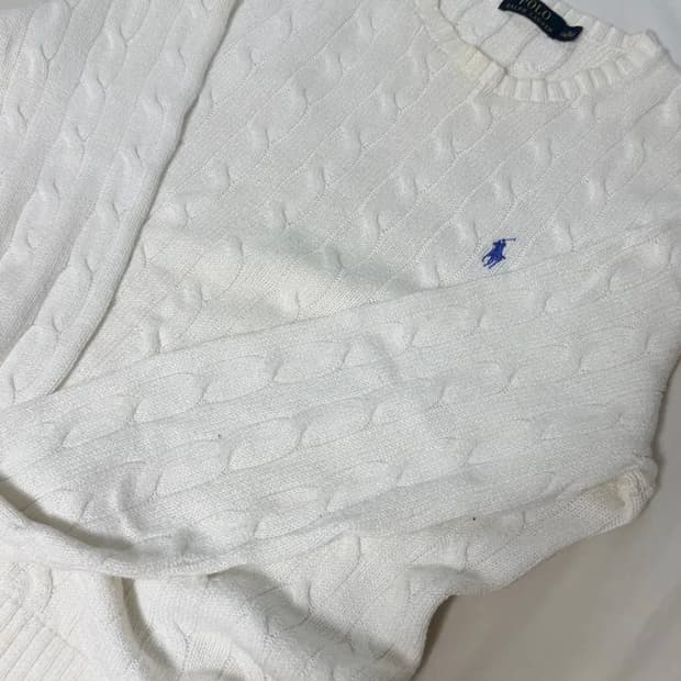 폴로 랄프로렌 화이트 케이블 니트