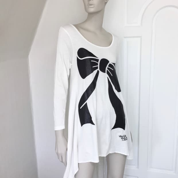 Big Bow Print flare one piece