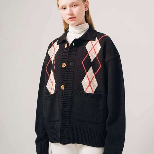 (F)메인부스 공용 아가일 니트 가디건