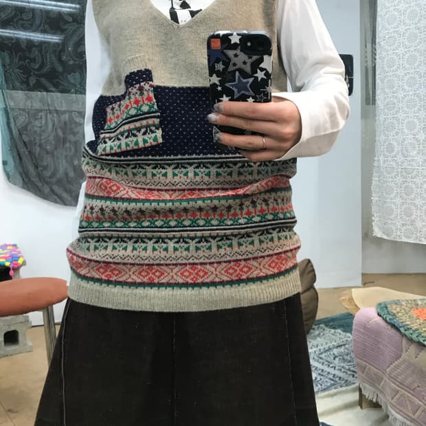 빈티지 에스닉 니트 조끼 