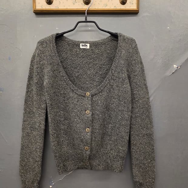 일본빈티지 그레이브이넥가디건