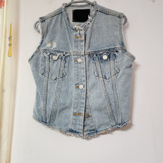 청 데님 빈티지 조끼 베스트 S