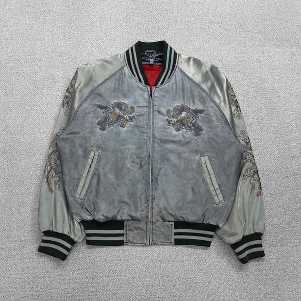 정글스톰 Jpn 재패니즈 빈티지 용 자수 스카잔 자켓
