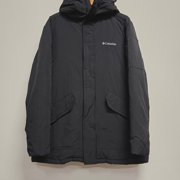 컬럼비아 블랙 후드 하프패딩 자켓2xl