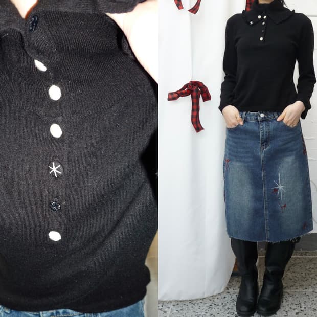 buttons detail black knit