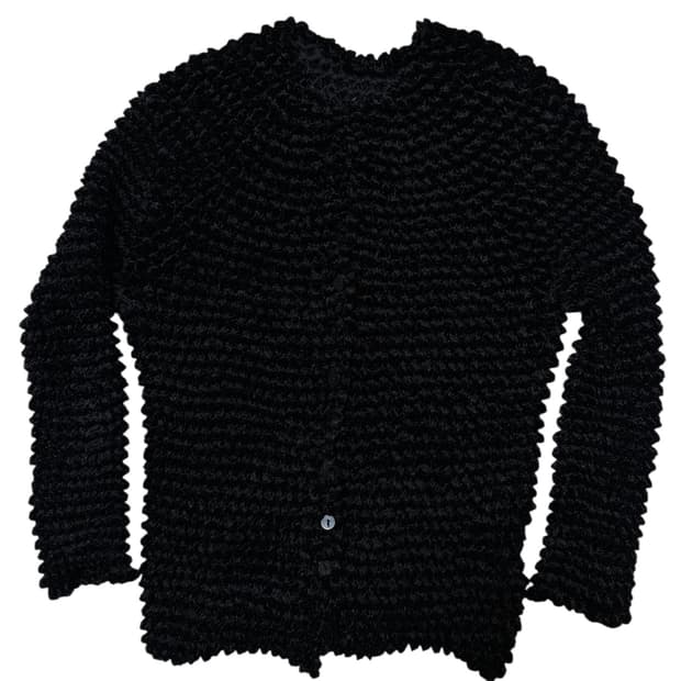 블랙 벨벳 팝콘 긴팔 가디건