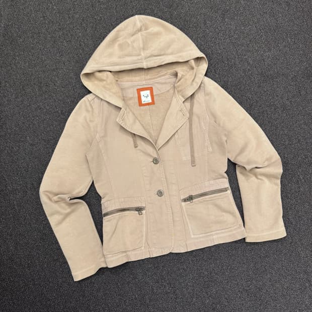 S)ET Boite 빈티지 여성 베이지 후드 자켓