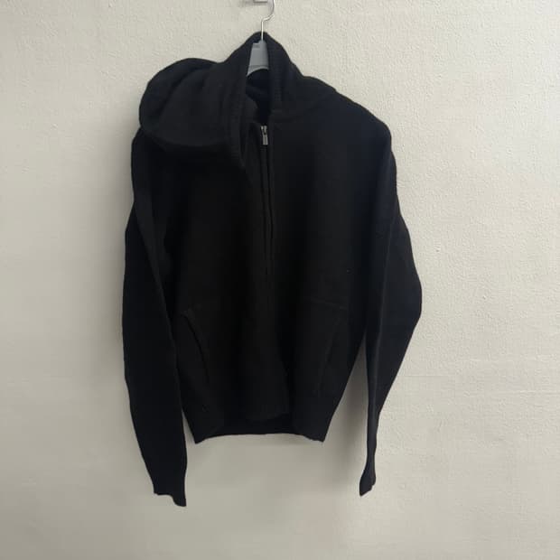 에디바우어 우멘 투웨이 블랙 니트 후드 집업 M