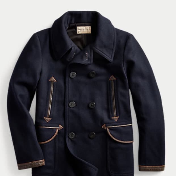 rrl 가죽패치 울피코트 L