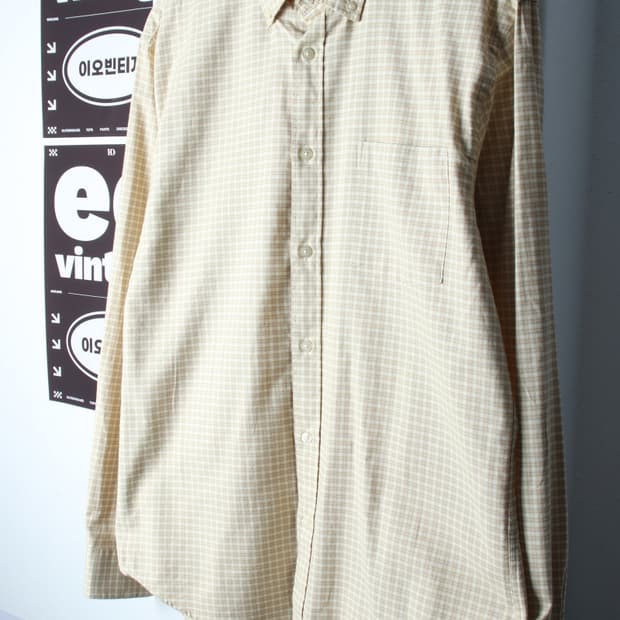 (XL-2XL) 지오다노 셔츠 남방 체크 노랑 아메카지-H33284