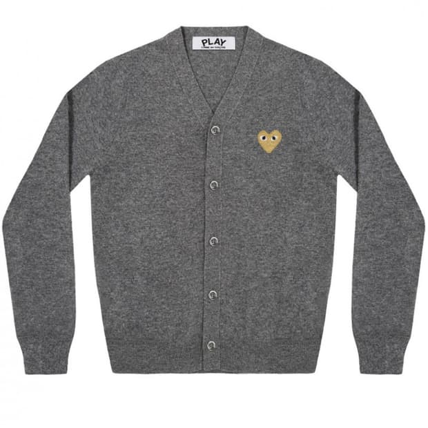 꼼데가르송 플레이 그레이 가디건 골드와펜 M