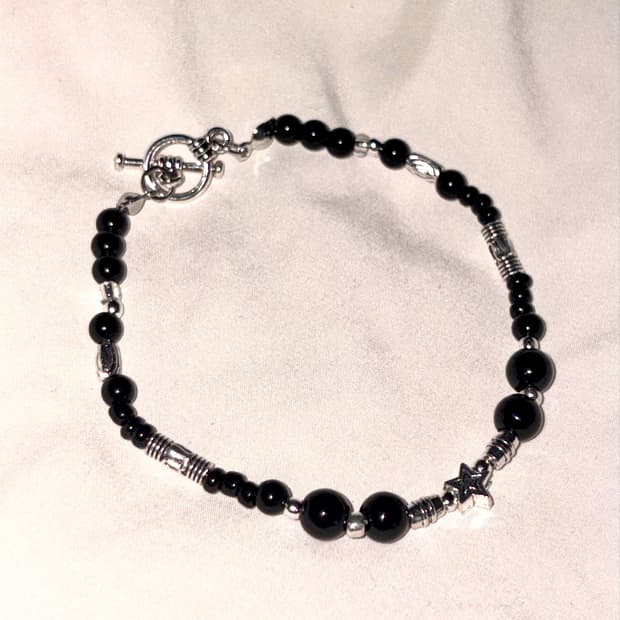 Black stone beads bracelet