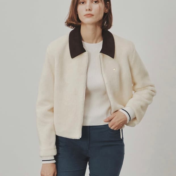 아비에무아 퍼 시어링 크롭 자켓