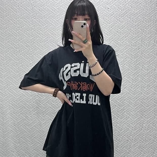 스투시X아워레가시 캐주얼 스트릿 펑크 프린팅 반팔티 L C12227