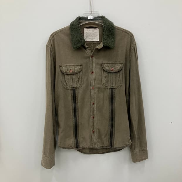 G.O.A 밀리터리 보아 플리스 칼라 기믹 지퍼 버튼 셔츠