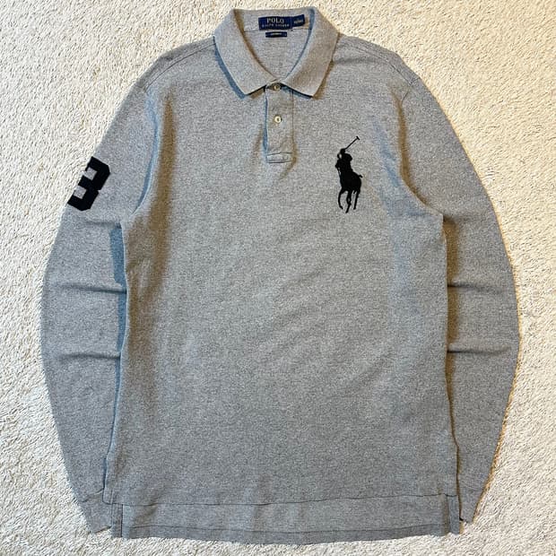 폴로 랄프로렌 신형 커스텀핏 빅포니 로고 PK 긴팔 카라티 그레이