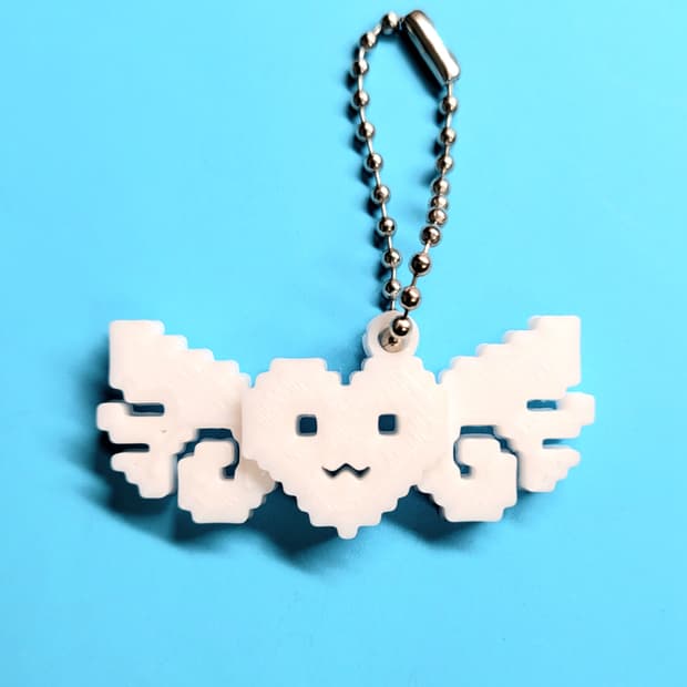 하트 엔젤 날개 8비트 키링 키체인