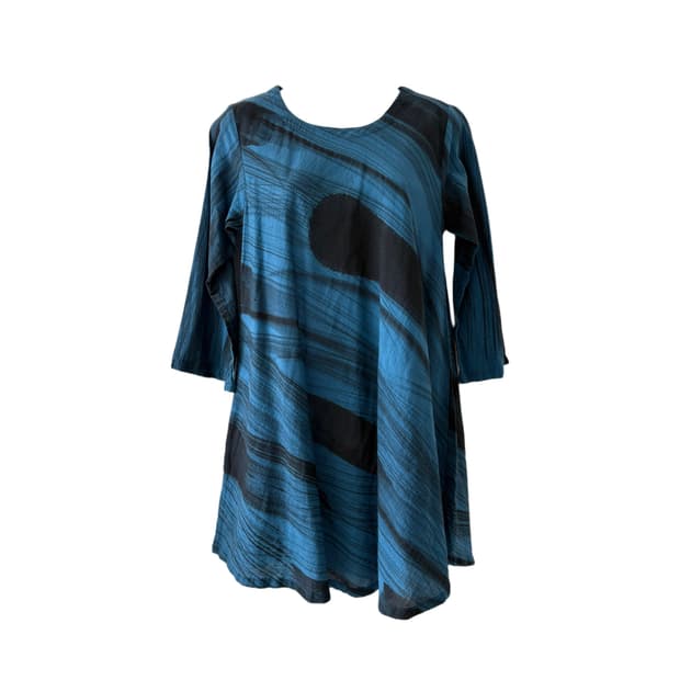 blue pattern tunic dress