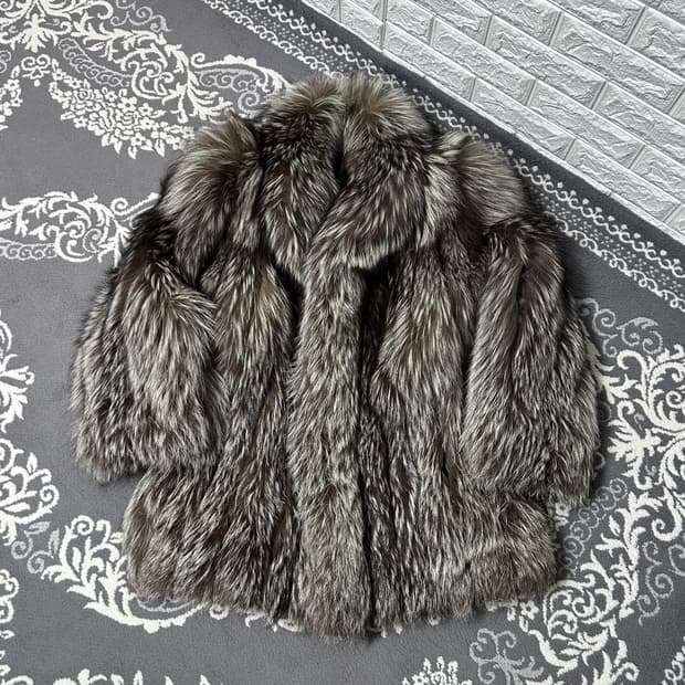 사가 폭스 베이지 믹스 퍼 코트 자켓