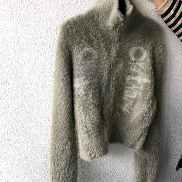 오디너리홀리데이 니트 집업 - 그레이/카키