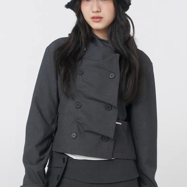 미세키서울 Cowl neck button Jacket CHARCOAL